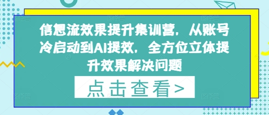 信息流效果提升集训营，从账号冷启动到AI提效，全方位立体提升效果解决问题-中创网-创业项目大全_网络资源分享