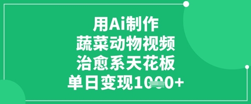 用Ai制作蔬菜动物视频，治愈系天花板，单日变现1k-中创网-创业项目大全_网络资源分享