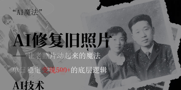 AI 魔法：让泛黄旧照变成朋友圈爆款视频，私域转化率提升50%，单日变现5张-中创网-创业项目大全_网络资源分享