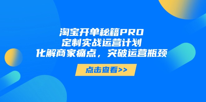 （14642期）淘宝开单秘籍PRO，定制实战运营计划，化解商家痛点，突破运营瓶颈-中创网-创业项目大全_网络资源分享
