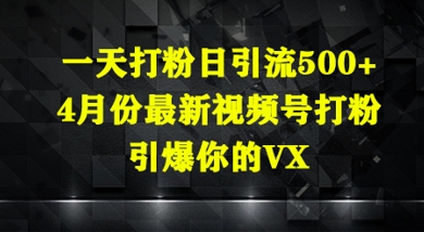 一天打粉日引流500+，4月份最新视频号打粉，引爆你的微信-中创网-创业项目大全_网络资源分享