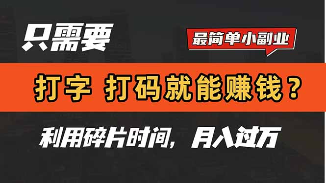 （14673期）只需要打字，打码，就能赚钱？简单的赚钱小副业，利用碎片时间，月入过万-中创网-创业项目大全_网络资源分享