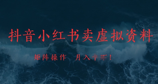 抖音小红书卖虚拟资料，市场需求一直存在，矩阵操作，月入1w+-中创网-创业项目大全_网络资源分享