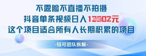 不露脸不直播不拍摄抖音单条视频日入1k+这个项目适合所有人长期积累的项目-中创网-创业项目大全_网络资源分享